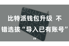 比特派钱包升级 不错选拔“导入已有账号”